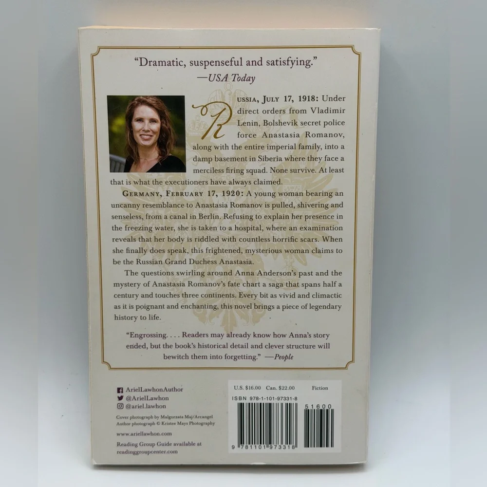 I Was Anastasia A Novel by Ariel Lawhon (Paperback Book, 2018)
